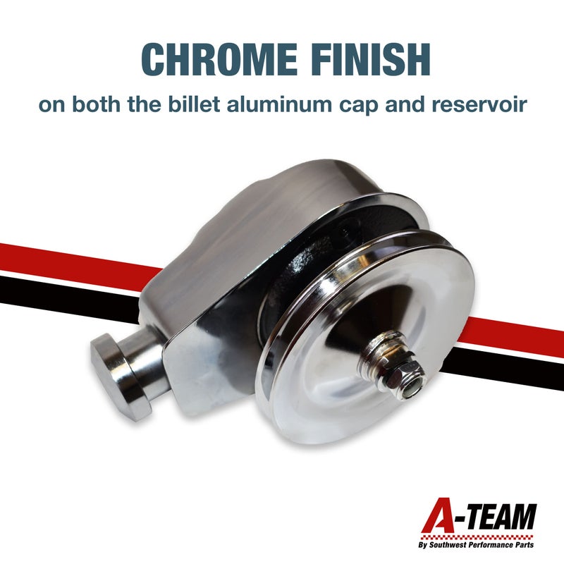 A-Team Performance Chrome Power Steering Pump Kit - JM2000C Saginaw P Series, Chrome Aluminum - Smooth Steering Control for Classic Cars & Engine Swaps - Compatible with GM Vehicles 1955-1976 - Image 5